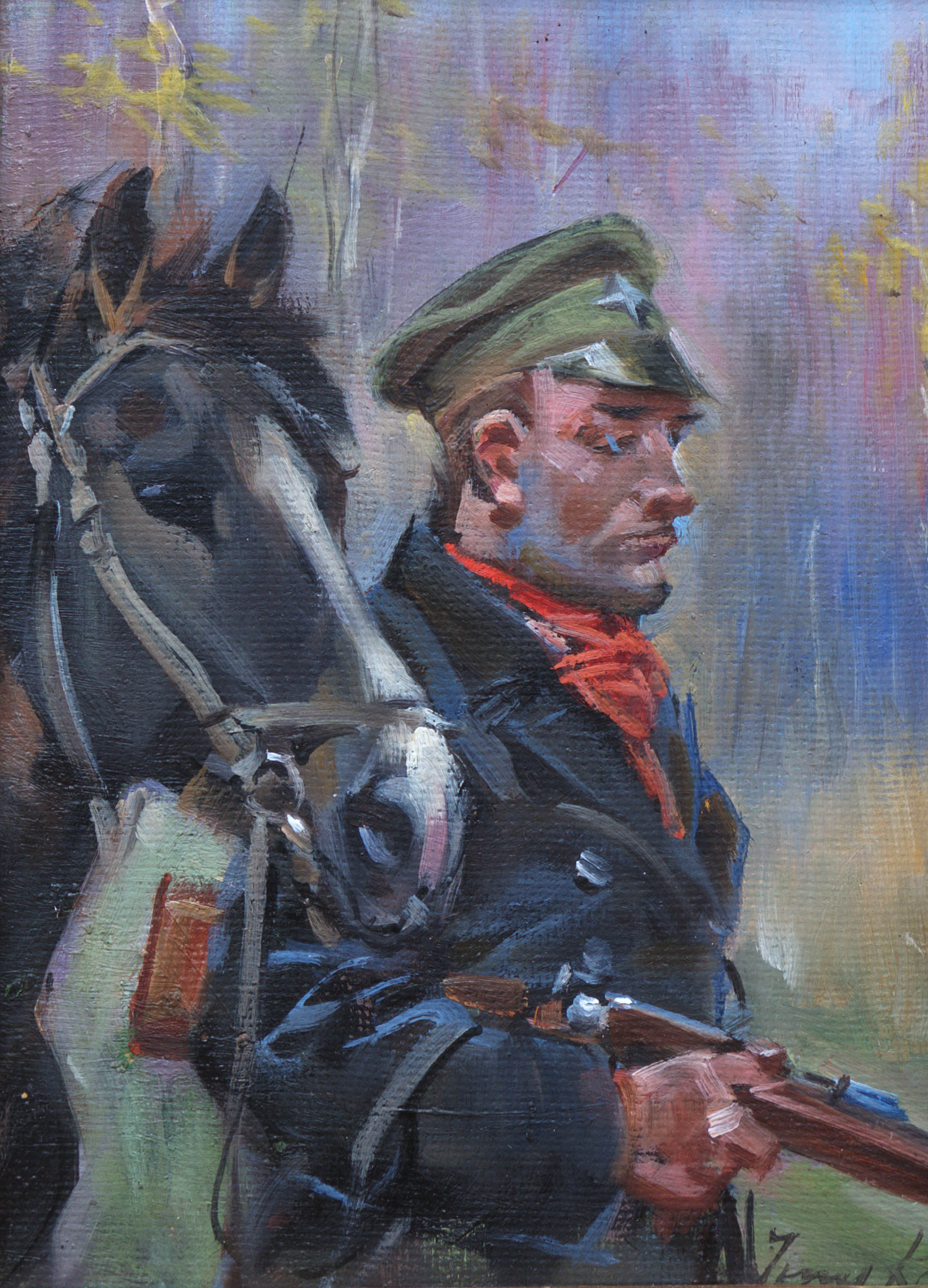 Jerzy Kossak | Żołnierz z koniem