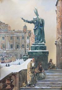 Figura Chrystusa przed kościołem św. Krzyża w Warszawie, l. 30.