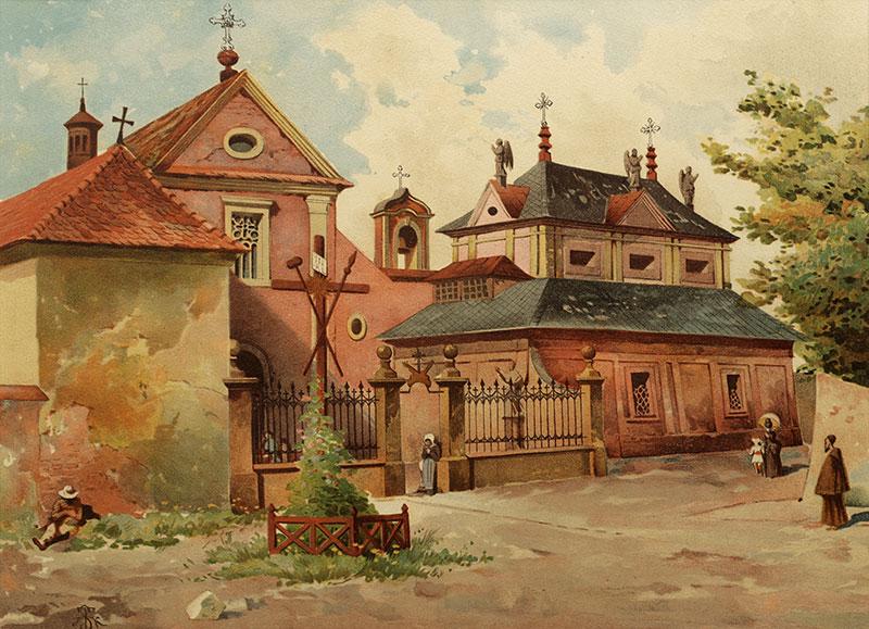 Widok na kościół Kapucynów w Krakowie, 1886 r.
