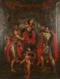 Adoracja Maryji z dzieciątkiem, XVII w.
Adoracja Maryji z dzieciątkiem przez świętych, XVII