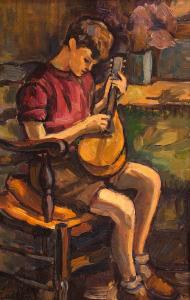 Młody chłopiec grający na mandolinie, 1948 r.