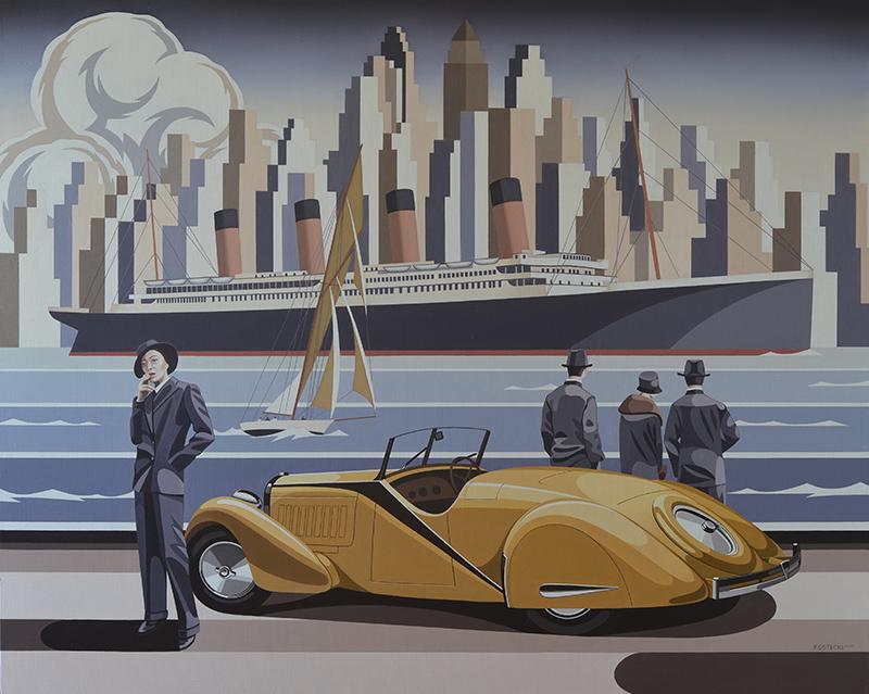 Kobieta i żółte Bugatti, 2018