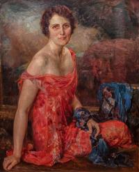 Portret damy w czerwonej sukni, 1925 r.