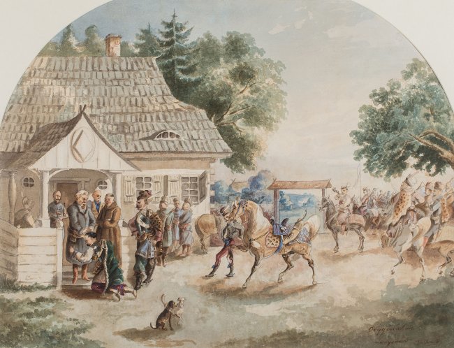 Józef Brandt | Wyjazd młodego Paska na wojnę,  1856 r.