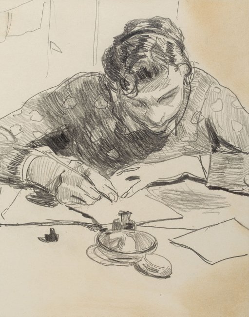 Stanisław Kamocki | Młody mężczyzna piszący list, ok. 1925