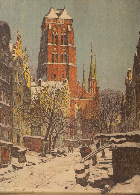 Arthur Bendrat | Widok na Kościół Mariacki, 1906 r.
