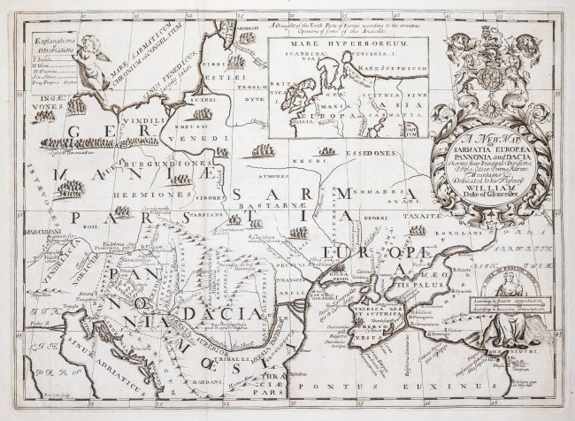 Edward Wells, Benjamin Cole | A new map of Sarmatia Europea Pannonia and Dacia…