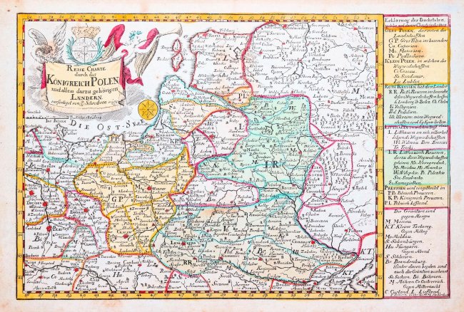 Johann Georg Schreiber | Reise Charte durch das Königreich Polen…