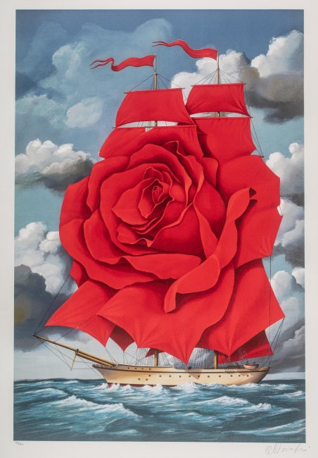 Rafał Olbiński | Red Rose Ship