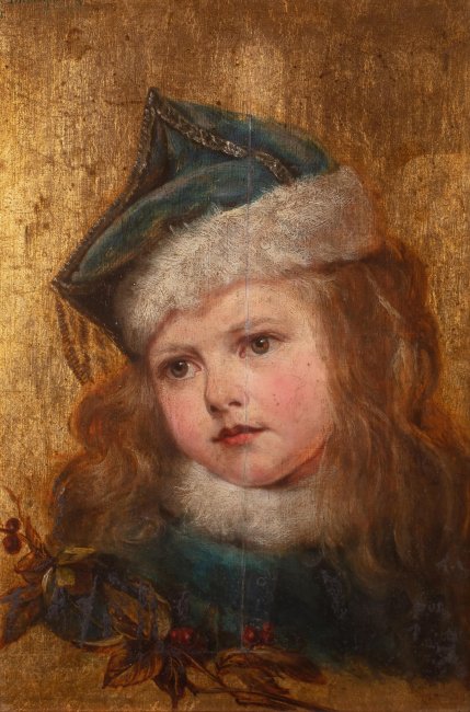 Emila Dukszyńska-Dukszta | Dziewczynka w turkusowym kapelusiku, 1885 r.