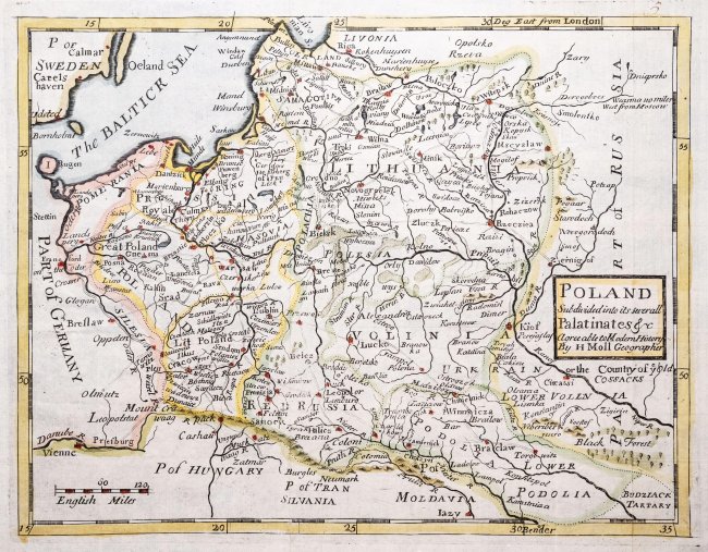Herman Moll | Poland subdivided into its severall Palatinates & c