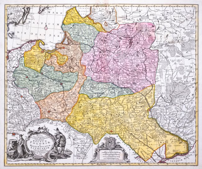 Tobias Conrad Lotter | Mappa geographica ex novissimis observationibus repraesentans Regnum Poloniae…