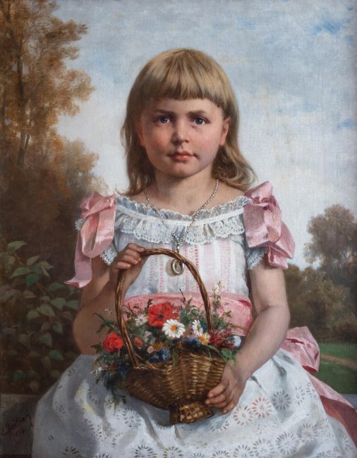 Carl Breitbach | Dziewczynka z polnymi kwiatkami, 1888 r.