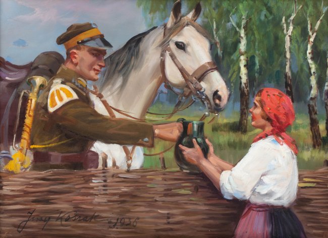 Jerzy Kossak | Ułan z dziewczyną, 1936 r.