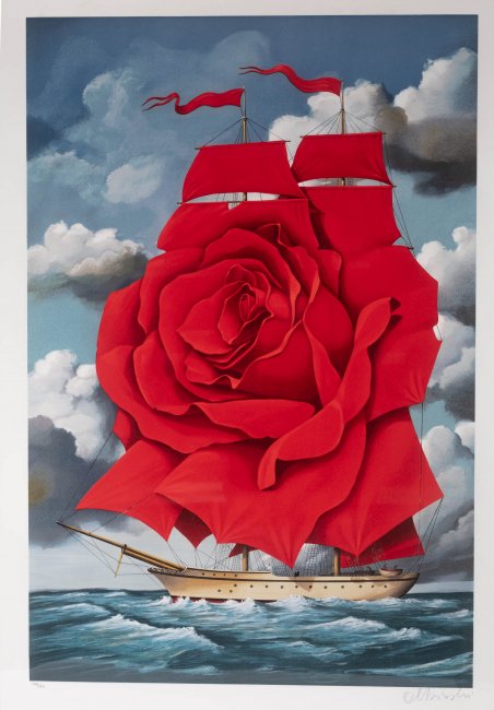 Rafał Olbiński | Red Rose Ship