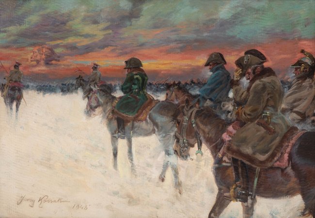 Jerzy Kossak | Wizja Napoleona w odwrocie spod Moskwy, 1948 r.