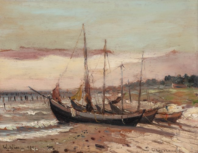 Eugeniusz Dzierzencki | Barki na wybrzeżu, 1937 r.