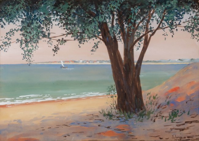 Soter Jaxa - Małachowski | Drzewo na brzegu, 1947 r.