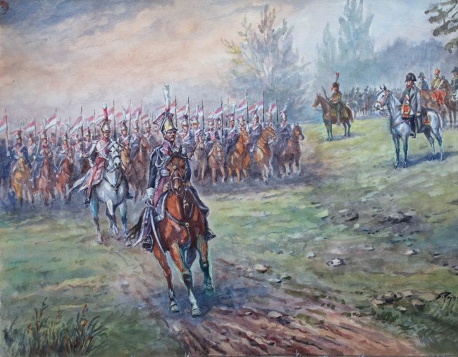 Stefan Pajączkowski | Odział szwoleżerów gwardii w defiladzie przed Napoleonem