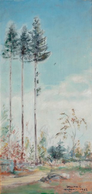 Wlastimil Hofman | Trzy świerki/ Obraz z ptaszkiem, 1962 r.
