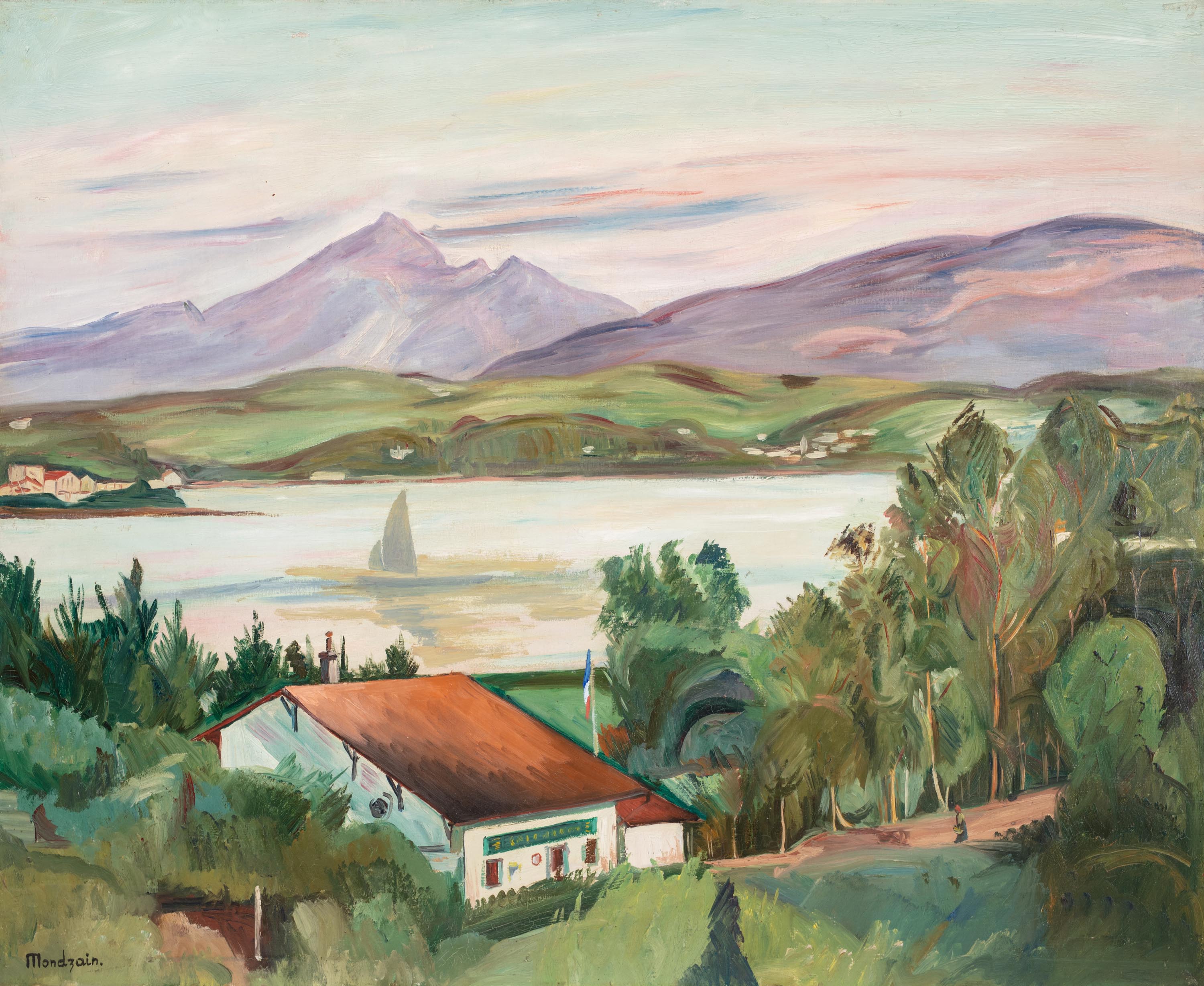 Szymon Mondzain | Pejzaż z jeziorem / Dom nad brzegiem jeziora, lata ok. 1928–1930