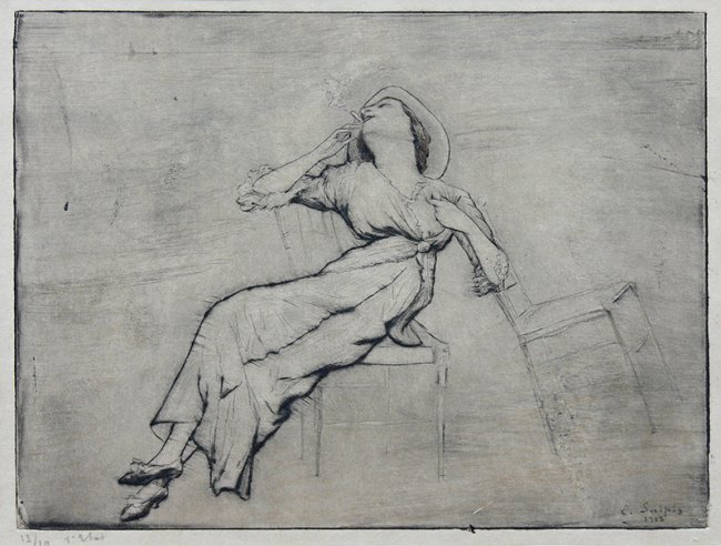 Emile Jean Sulpis | Kobieta z papierosem, 1912 r.